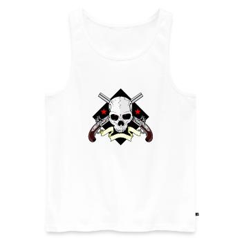 Skull mit Waffen - Männer Premium Bio Tank Top - Weiß - Vorne - AI Model Male 178 light (178cm)