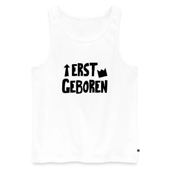 Zwillingsbody "Erstgeboren" - Männer Premium Bio Tank Top - Weiß - Vorne - Michal (187cm)