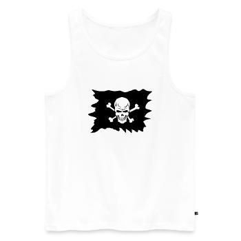 Tod Kopf Schädel flag flag Pirate2 - Männer Premium Bio Tank Top - Weiß - Vorne - Michal (187cm)