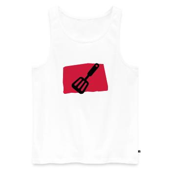 pfannenwender_c2 - Männer Premium Bio Tank Top - Weiß - Vorne - AI Model Male 178 light (178cm)