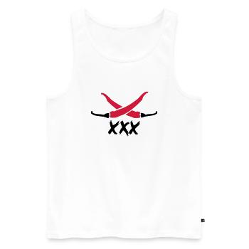Chilli XXX - Männer Premium Bio Tank Top - Weiß - Vorne - AI Model Male 178 light (178cm)