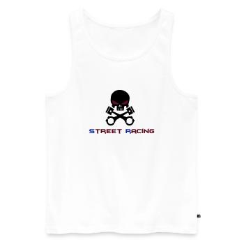 STREET RACING - Men's Premium Organic Tank Top - white - Front - AI Model Male 178 light (178cm)