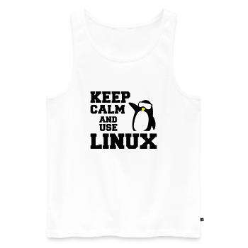Ruhe bewahren Verwendung linux - Männer Premium Bio Tank Top - Weiß - Vorne - AI Model Male 178 light (178cm)