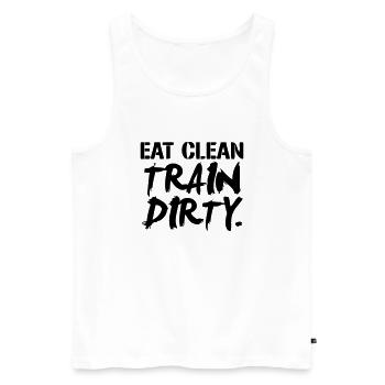 Train Dirty - Männer Premium Bio Tank Top - Weiß - Vorne - Michal (187cm)