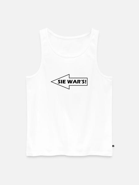 Sie war's! - nach links - Männer Premium Bio Tank Top - Weiß