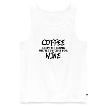 Coffee keeps me going until it's time for wine - Débardeur bio Premium Homme - blanc - Devant - AI Model Male 178 light (178cm)
