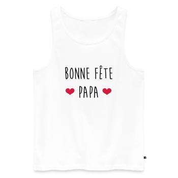 Papa Fête des Pères Naissance Bébé Anniversaire - Débardeur bio Premium Homme - blanc - Devant - Michal (187cm)