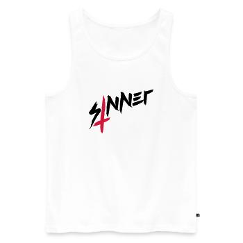 Sinner Kreuz Umgedreht - Männer Premium Bio Tank Top - Weiß - Vorne - AI Model Male 178 light (178cm)