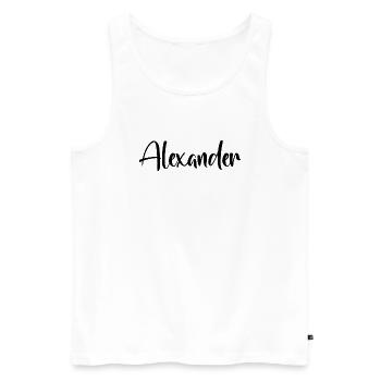 First name - Alexander - Men's Premium Organic Tank Top - white - Front - Michal (187cm)