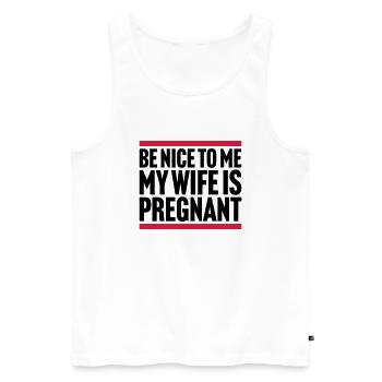 ma femme est enceinte - Débardeur bio Premium Homme - blanc - Devant - Michal (187cm)