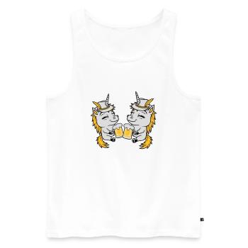 Unicorn Friends Beer Toast - Men's Premium Organic Tank Top - white - Front - AI Model Male 178 light (178cm)