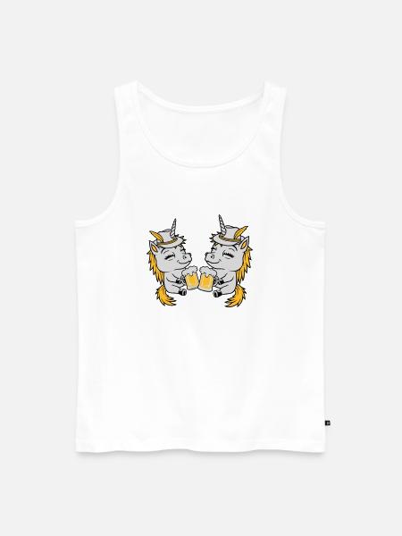 Einhorn Freunde Bier Anstoßen - Männer Premium Bio Tank Top - Weiß