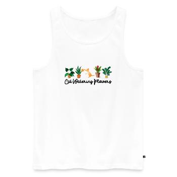 Katze gießt Blumen - Männer Premium Bio Tank Top - Weiß - Vorne - Michal (187cm)