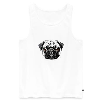 Mops Design Grafik Druck Motiv - Männer Premium Bio Tank Top - Weiß - Vorne - AI Model Male 178 light (178cm)