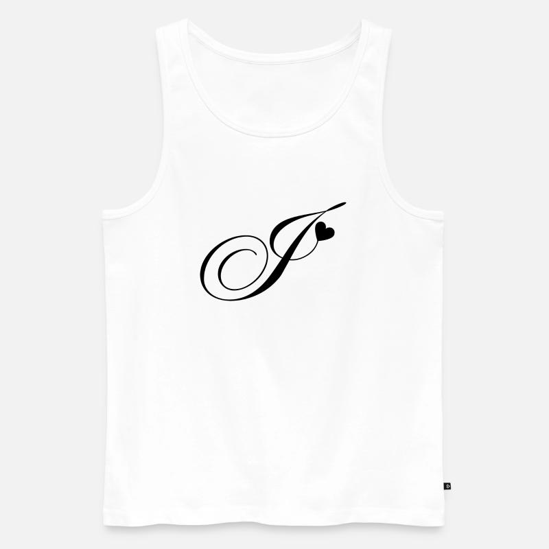 Buchstabe j Kalligraphie Herz - Männer Premium Bio Tank Top - Weiß