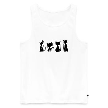 schwarze katzen skizzen silhouetten zeichnung hand freie hand - Männer Premium Bio Tank Top - Weiß - Vorne - AI Model Male 178 light (178cm)