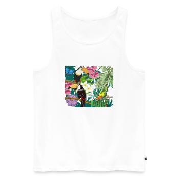 Peinture de la jungle avec des toucans - Débardeur bio Premium Homme - blanc - Devant - AI Model Male 178 light (178cm)