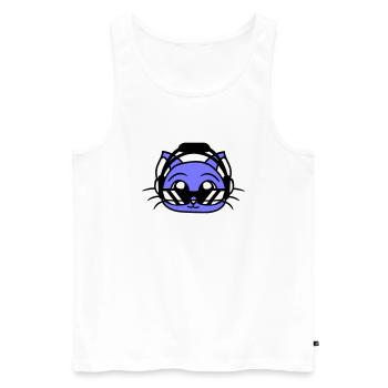 DJ Cat Face Kitten Pet Head - Débardeur bio Premium Homme - blanc - Devant - Michal (187cm)
