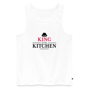 Tablier de cuisine pour homme - Débardeur bio Premium Homme - blanc - Devant - AI Model Male 178 light (178cm)