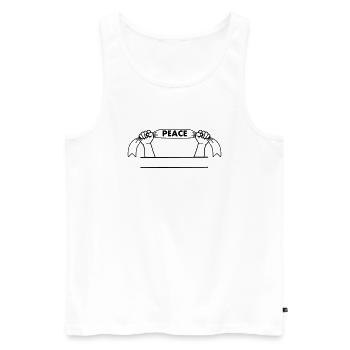 Hands with pennant peace - Men's Premium Organic Tank Top - white - Front - AI Model Male 178 light (178cm)