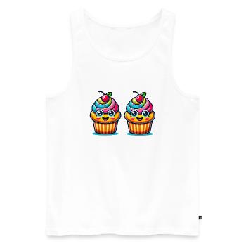 Cupcake 2 - Débardeur bio Premium Homme - blanc - Devant - Michal (187cm)