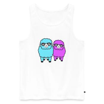 2 Sheep Sunglasses Party Sheep Team Friends - Men's Premium Organic Tank Top - white - Front - Michal (187cm)