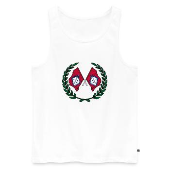 USA Arkansas Flaggen im Lorbeerkranz - Männer Premium Bio Tank Top - Weiß - Vorne - Michal (187cm)