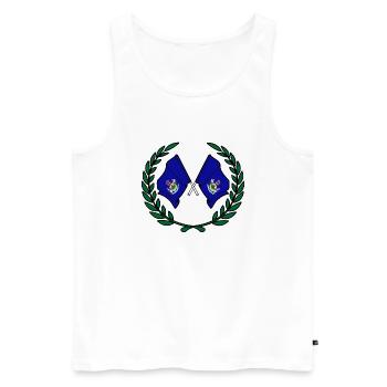 Drapeaux du Maine des États-Unis en couronne de laurier - Débardeur bio Premium Homme - blanc - Devant - AI Model Male 178 light (178cm)