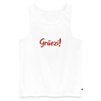 Grüezi - Schweiz - Switzerland - Swiss - Suisse - Débardeur bio Premium Homme - blanc - Devant - AI Model Male 178 light (178cm)
