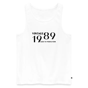 Vintage 1989 aged to perfection - Débardeur bio Premium Homme - blanc - Devant - AI Model Male 178 light (178cm)