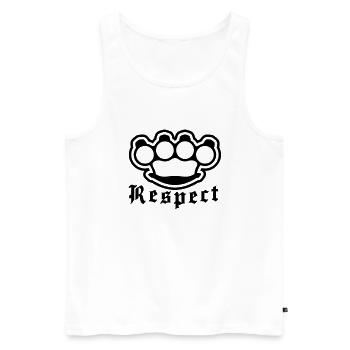 respect__f1 - Débardeur bio Premium Homme - blanc - Devant - Michal (187cm)