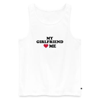 My girlfriend loves me - Débardeur bio Premium Homme - blanc - Devant - AI Model Male 178 light (178cm)