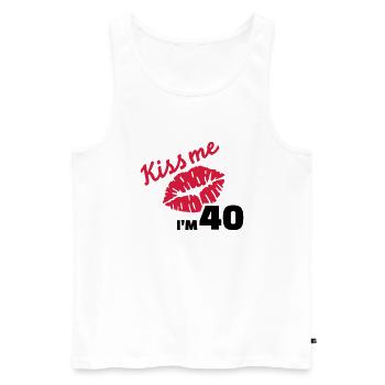 Kiss me 40 Anniversaire - Débardeur bio Premium Homme - blanc - Devant - Michal (187cm)