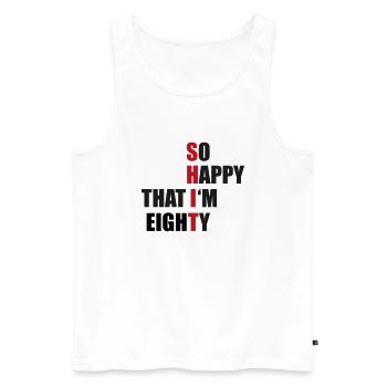 80 - Männer Premium Bio Tank Top - Weiß - Vorne - AI Model Male 178 light (178cm)