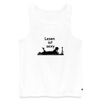 Lesen ist sexy - Männer Premium Bio Tank Top - Weiß - Vorne - AI Model Male 178 light (178cm)