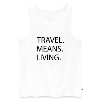 quote camping beer typography travel bug france - Männer Premium Bio Tank Top - Weiß - Vorne - AI Model Male 178 light (178cm)