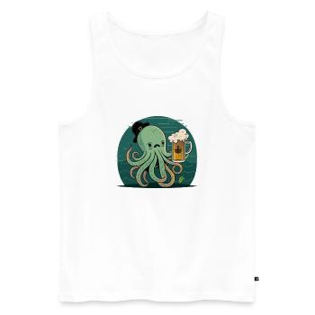 Funny sailor octopus with beer - Men's Premium Organic Tank Top - white - Front - AI Model Male 178 light (178cm)