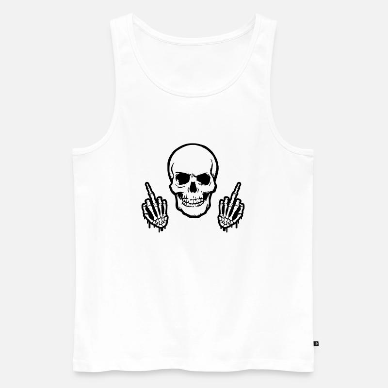 skull middlefinger - Männer Premium Bio Tank Top - Weiß