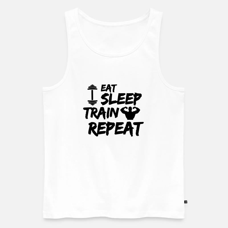 manger dormir train répéter - Débardeur bio Premium Homme - blanc