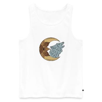 Moon Wolf Art - Men's Premium Organic Tank Top - white - Front - Michal (187cm)