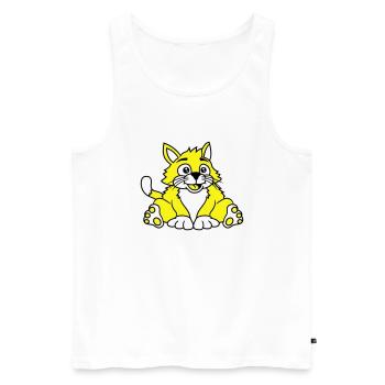 chat assis mignon heureux gros chaton - Débardeur bio Premium Homme - blanc - Devant - Michal (187cm)