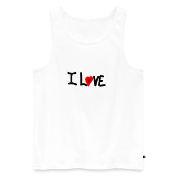 i love - Débardeur bio Premium Homme - blanc - Devant - Michal (187cm)