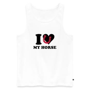 I love my horse - Ich liebe mein Pferd - Männer Premium Bio Tank Top - Weiß - Vorne - Michal (187cm)