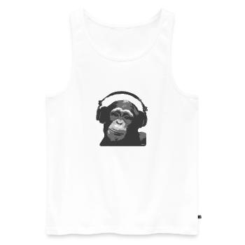 DJ MONKEY by wam - Débardeur bio Premium Homme - blanc - Devant - AI Model Male 178 light (178cm)