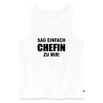 chefin - Männer Premium Bio Tank Top - Weiß - Vorne - Michal (187cm)