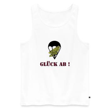 Glück ab Fallschirmjäger - Männer Premium Bio Tank Top - Weiß - Vorne - AI Model Male 178 light (178cm)