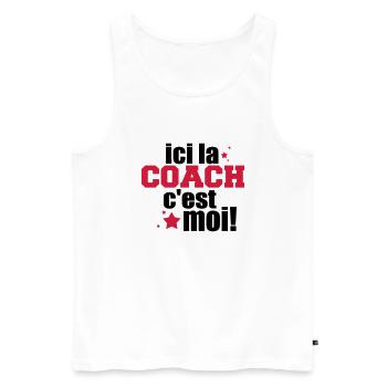 ICI La COACH C'est moi - Débardeur bio Premium Homme - blanc - Devant - Michal (187cm)