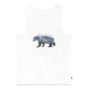 Bär mit Wald - Männer Premium Bio Tank Top - Weiß - Vorne - AI Model Male 178 light (178cm)
