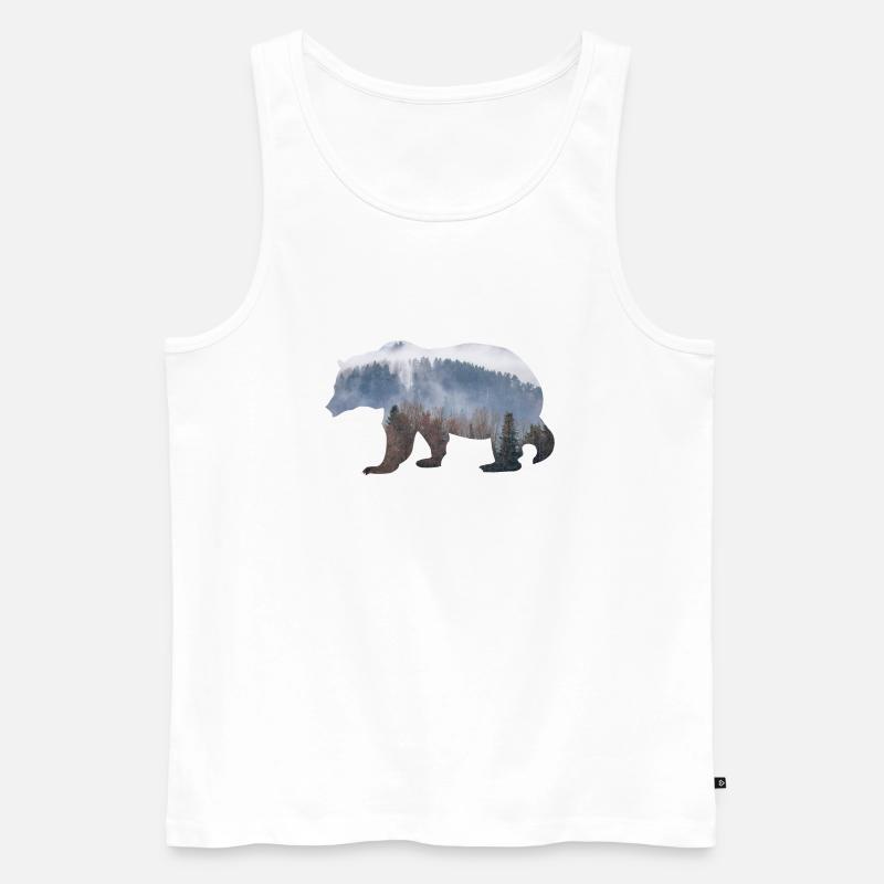Bär mit Wald - Männer Premium Bio Tank Top - Weiß
