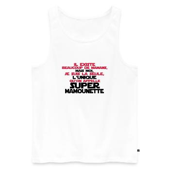 super mamounette la seule - Débardeur bio Premium Homme - blanc - Devant - Michal (187cm)